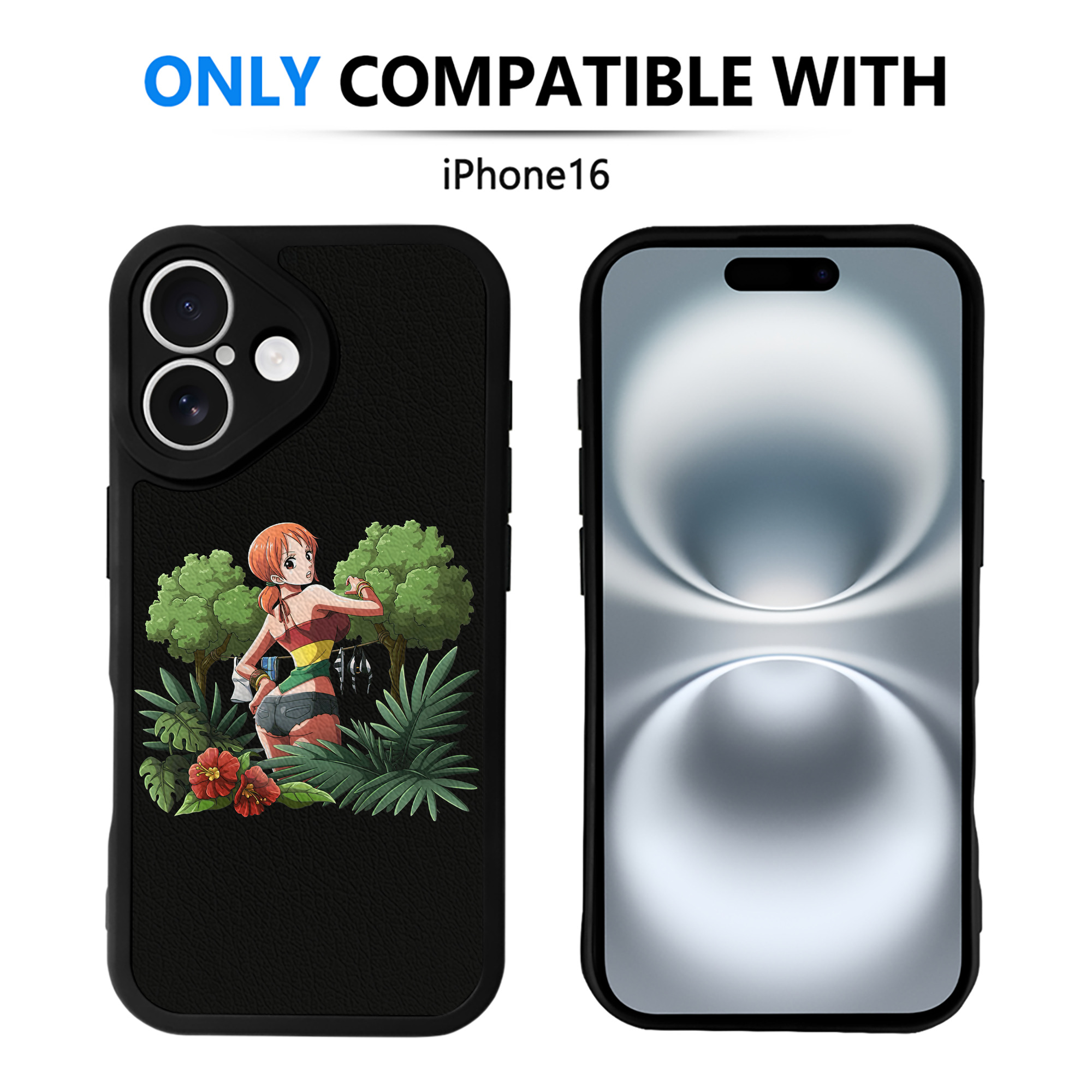 （画像用） ワンピース ナミ ONE PIECE Nami 【iPhone 16シリーズ対応】シリコンスマホケース（レザー調） 材質：シリコン